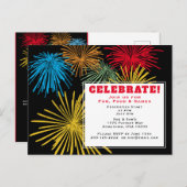 4 juli Briefkaart voor uitnodiging tot feestvieren (Voorkant / Achterkant)