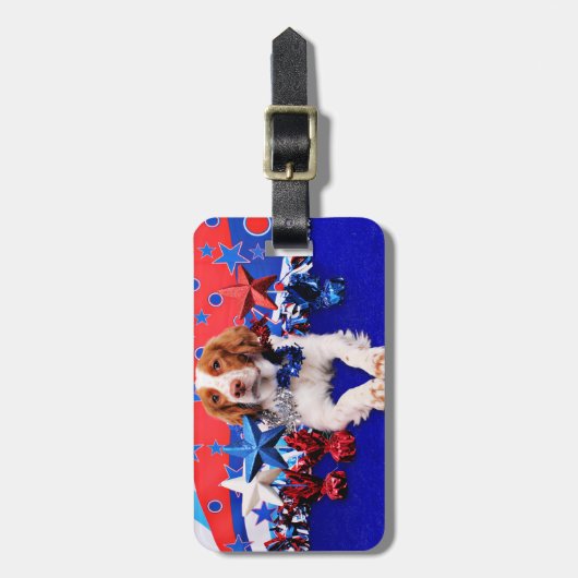 4 juli - Brittany Spaniel - Charlie Bagagelabel (Voorkant verticaal)