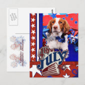 4 juli - Brittany Spaniel - Charlie Briefkaart (Voorkant / Achterkant)
