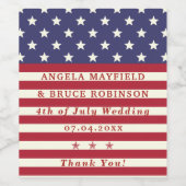 4 juli Bruiloft Dank u Sterren Strepen Namen Wijn Etiket (Enkel label)