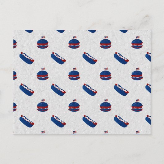 4 juli Burger & Hot Dog Glitter Briefkaart (Voorkant)