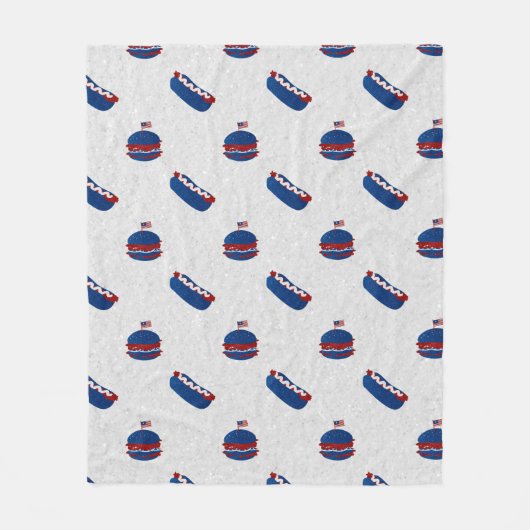 4 juli Burger & Hot Dog Glitter Picknickdeken Fleece Deken (Voorkant)