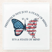 4 juli Butterfly Glazen Onderzetter (Voorkant)