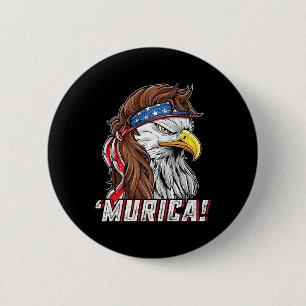 4 juli Byld Eagle Mullet Murica USA Meric Ronde Button 5,7 Cm