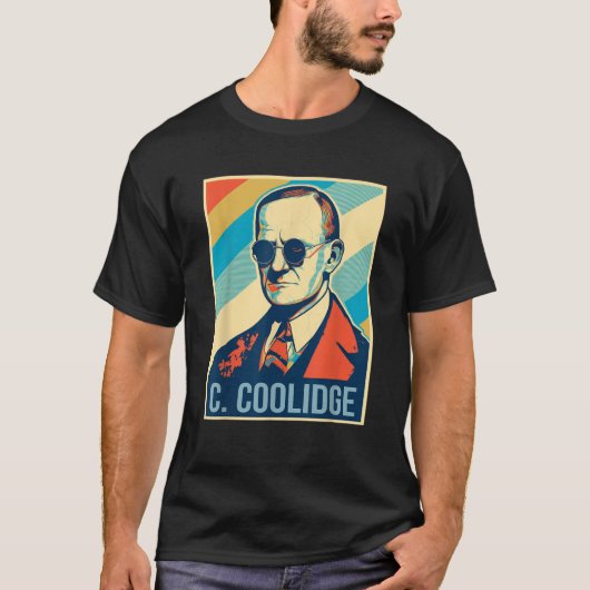 4 juli Calvin Coolidge President Retro Patrio T-shirt (Voorkant)