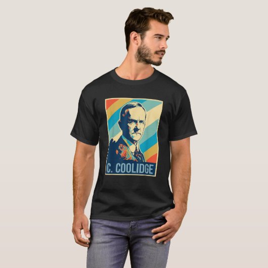 4 juli Calvin Coolidge President Retro Patrio T-shirt (Voorkant volledig)
