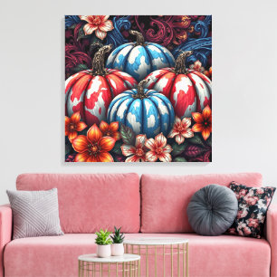 4 juli Camo Pumpkins Canvas Afdruk
