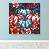 4 juli Camo Pumpkins Canvas Afdruk (Insitu (Houten vloer))