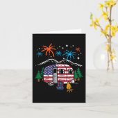 4 juli campervan VS vlag patriottische kampeervrou Kaart (Gele Bloem)