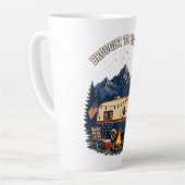 4 juli camping aanhangwagen bergen latte mok (Linkerhoek)
