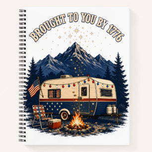 4 juli-campingwagen in de bergen notitieboek