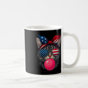 4 juli Cat Bubblegum Patriotic Cat Sungles Ba Koffiemok
