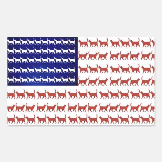 4 juli Cat Flag Red White en Blue Cute Rechthoekige Sticker (Voorkant)