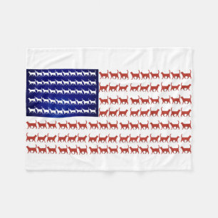 4 juli Cat Flag Red White en Blue Fleece Deken