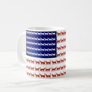 4 juli Cat Flag Red White en Blue Koffiemok