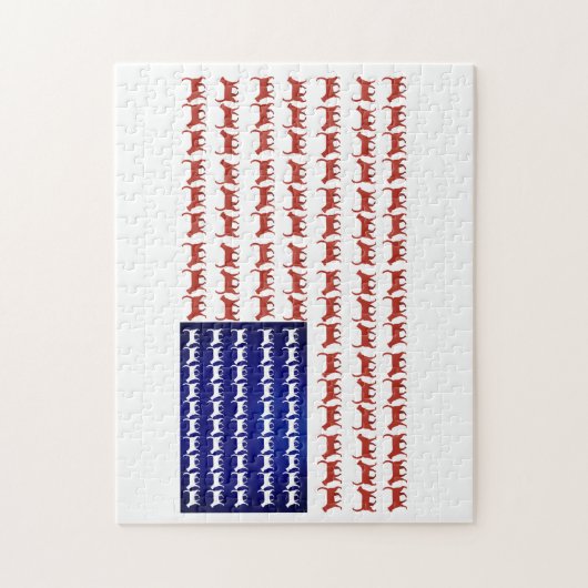 4 juli Cat Flag Red White en Blue Legpuzzel (Verticaal)