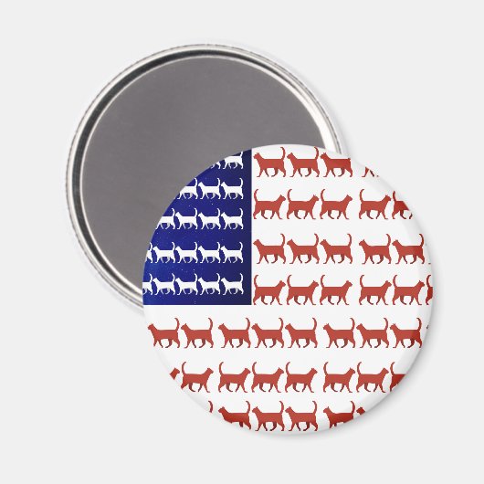 4 juli Cat Flag Red White en Blue Magneet (Voorkant / Achterkant)