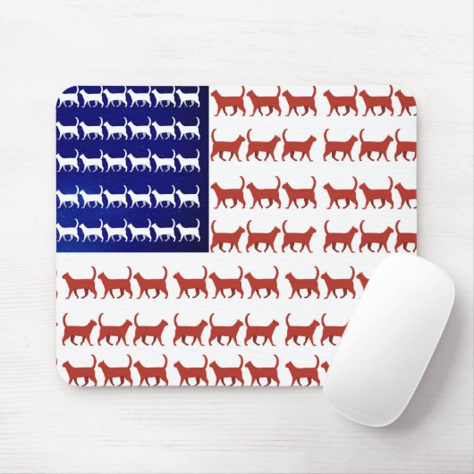 4 juli Cat Flag Red White en Blue Muismat (Met muis)