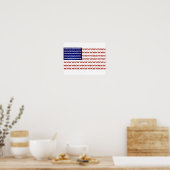 4 juli Cat Flag Red White en Blue Poster (Keuken)