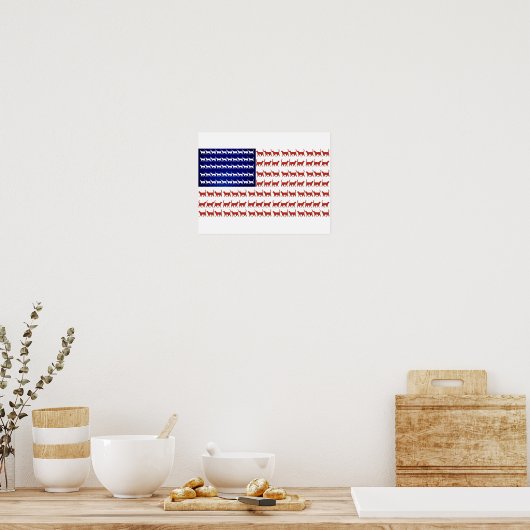 4 juli Cat Flag Red White en Blue Poster (Keuken)