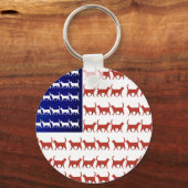 4 juli Cat Flag Red White en Blue Sleutelhanger (Voorkant)