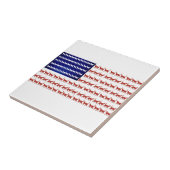 4 juli Cat Flag Red White en Blue Tegeltje (Zijkant)