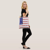 4 juli Cat Flag Red White en Blue Tote Bag (Op model)