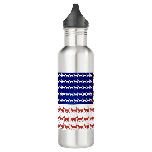 4 juli Cat Flag Red White en Blue Waterfles (Links)