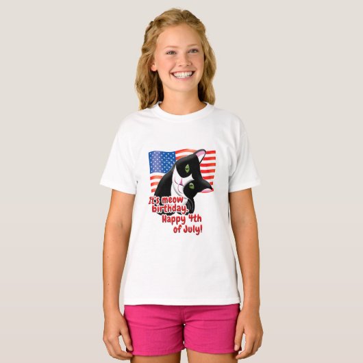 4 juli Cat T-shirt (Voorkant volledig)