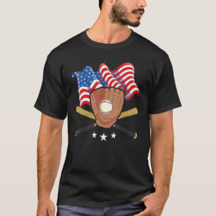 4 juli Catcher Honkbalspeler Amerikaanse vlag Spor T-shirt