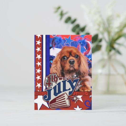 4 juli - Cavalier King Charles Spaniel - Cooper Briefkaart (Staand voorkant)