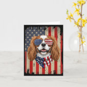 4 juli Cavalier King Charles Spaniel hond Kaart (Gele Bloem)
