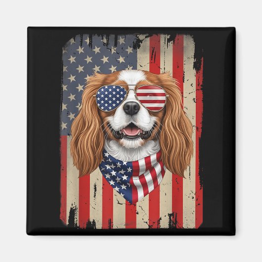 4 juli Cavalier King Charles Spaniel hond Magneet (Voorkant)