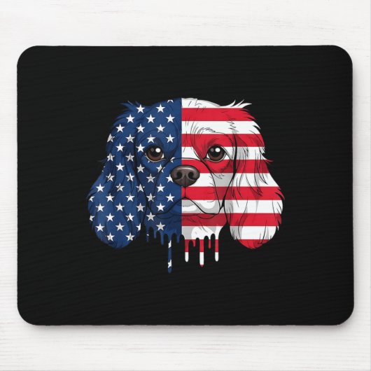4 juli Cavalier King Charles Spaniel Hond Vlag Muismat (Voorkant)