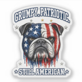 4 juli Chagrijnige Patriotische Bulldog Sticker