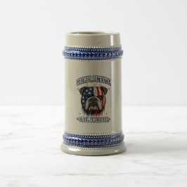 4 juli Chagrijnige Patriottische Bulldog Biermok Bierpul