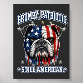 4 juli Chagrijnige Patriottische Bulldog Poster