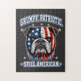 4 juli chagrijnige patriottische Bulldog-puzzel Legpuzzel