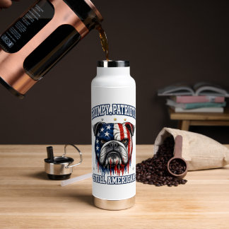 4 juli Chagrijnige Patriottische Bulldog Waterfles