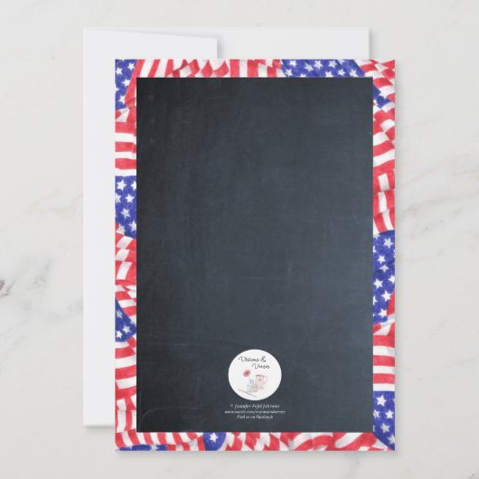 4 juli Chalkboard Flag Party Uitnodiging (Achterkant)