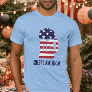 4 juli Cheers America Amerikaanse Vlag Biermok T-shirt