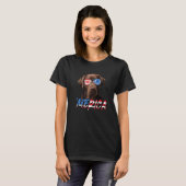 4 juli Chocolate Labrador American Flag Lab D T-shirt (Voorkant volledig)