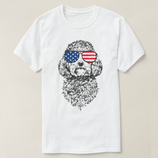 4 juli Cockapoo Doodle Dog Patriotic USA Sung T-shirt (Design voorkant)