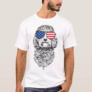4 juli Cockapoo Doodle Dog Patriotic USA Sung T-shirt