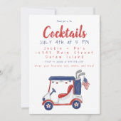 4 juli cocktailparty / patriottische golfkar kaart (Voorkant)
