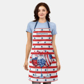 4 Juli Cocktails Rood & Wit Stripes Blauwe Sterren Schort (Gedragen)