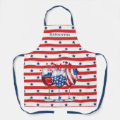 4 Juli Cocktails Rood & Wit Stripes Blauwe Sterren Schort (Voorkant)