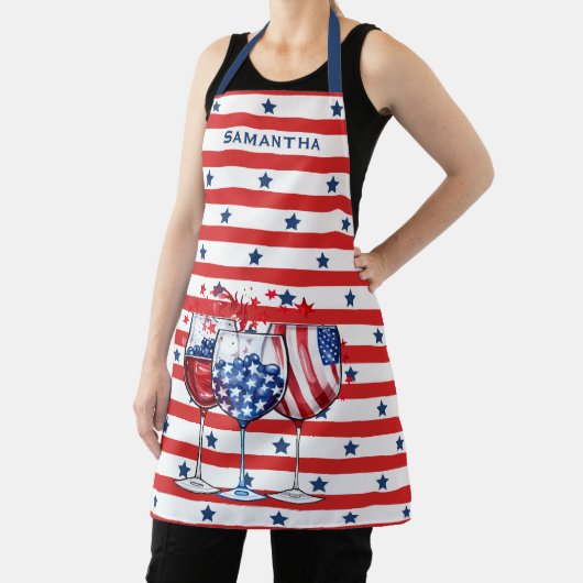 4 Juli Cocktails Rood & Wit Stripes Blauwe Sterren Schort (Insitu)