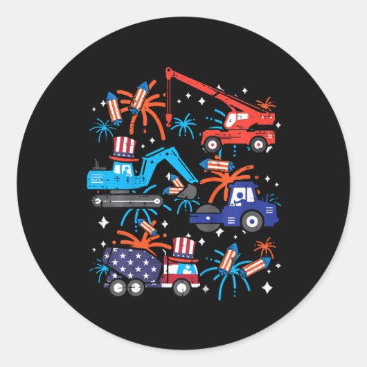 4 juli constructie vrachtwagens voertuig Patriot B Ronde Sticker (Voorkant)