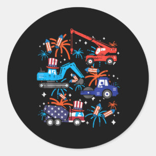 4 juli constructie vrachtwagens voertuig Patriot B Ronde Sticker